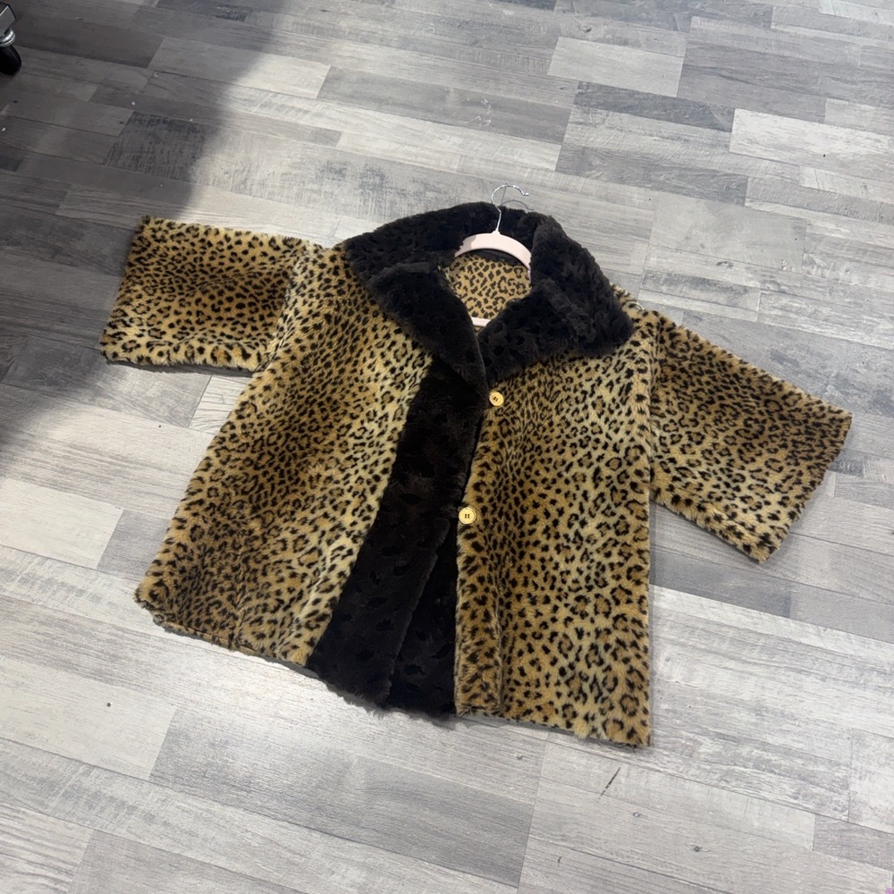 Leopard Print Faux Fur Vintage Coat - Picture 9 of 10